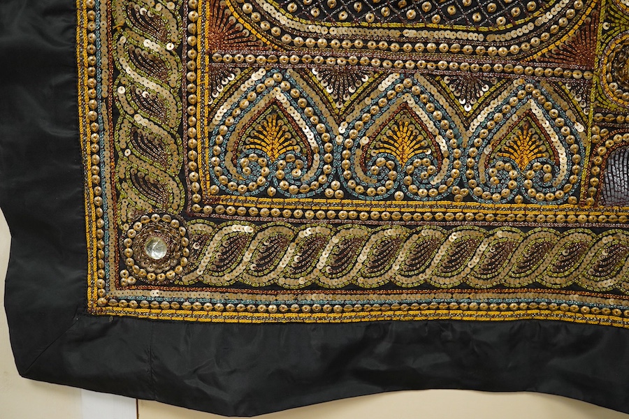 A Kalaga, Burmese tapestry embroidered with gold threads and sequins, 94cm high. Condition - good